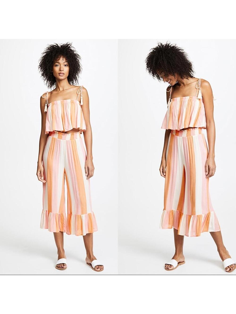 Coolchange Seaside Stripe Tangerine Ella Top Payton Culotte Set S NWT